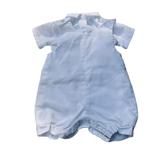 Sylvia Whyte Childs 2 Piece White Romper Set Baptism Vintage Sz M FLAWED - Picture 1 of 10